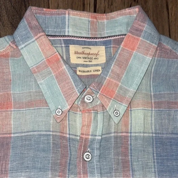Weatherproof Blue and Pink Casual Button Down Shirt - Picture 2 of 4